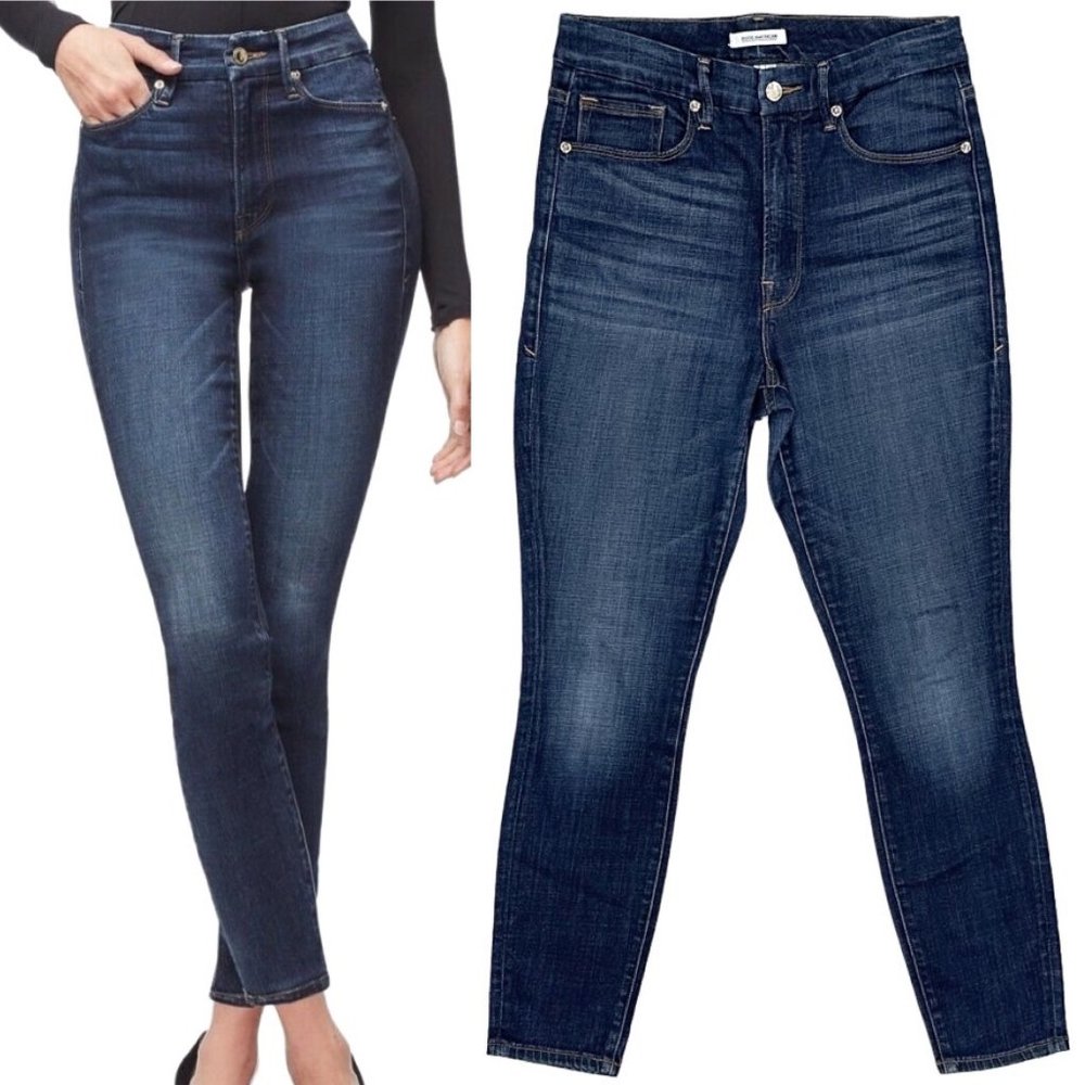 Good American Good Waist High-Rise Slimming Stretch Denim Jeans in BLUE188 Sz 30